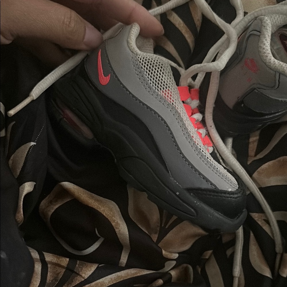 Nike Gray and Black Sneakers with Pink Accents
